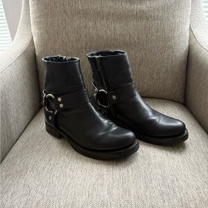 Frye Black Leather Ankle Boots